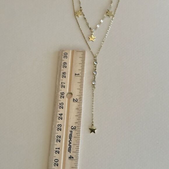 Gold Star Layered Necklace M1315 - Picture 4 of 4